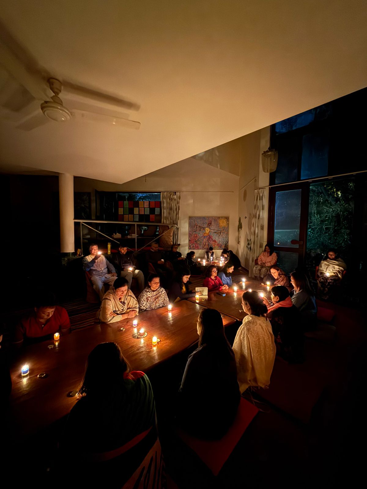 Silent Wisdom community gathered for a candlelight session