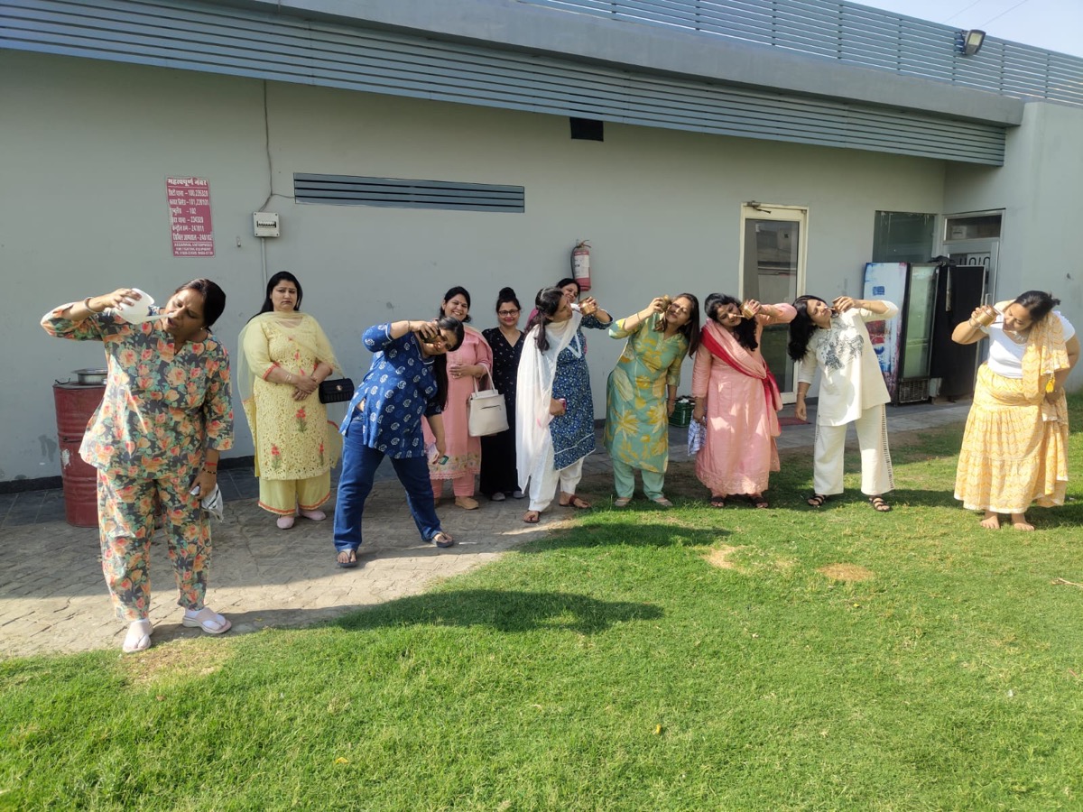 Group activity in the garden