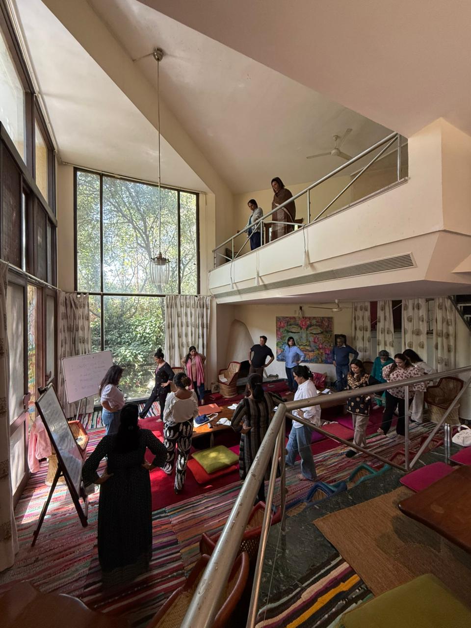 Community gathering in the loft