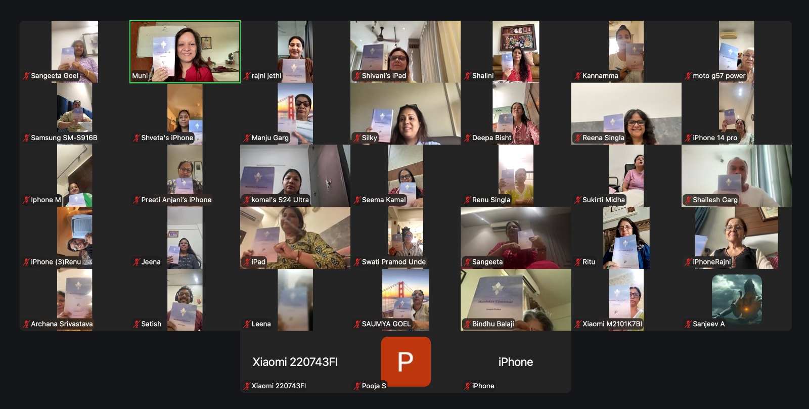 Community gathered online for the Mandukya Upanishad course
